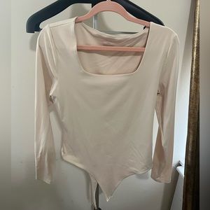 EUC Large Nuuds Square neck bodysuit in bone color